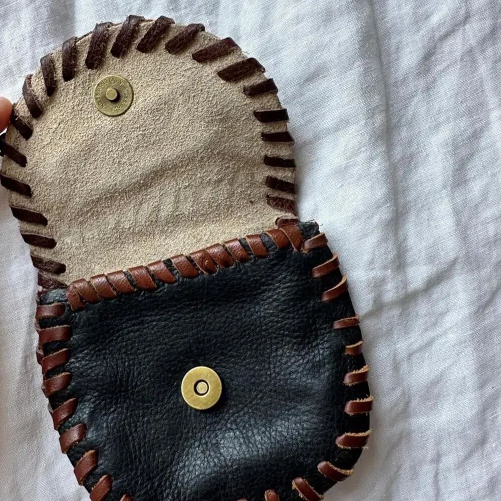 Vintage brown leather coin purse